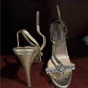 Prada Gold Embellished Heels